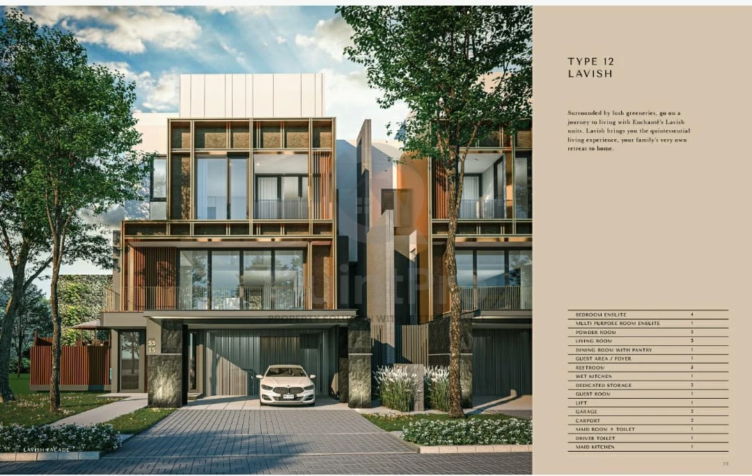 Rumah Modern 4+1KT di Enchante BSD, 3 Lantai Lift Semi-Furnished SHM