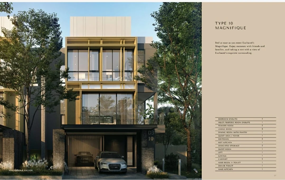 Rumah Modern 4+1KT 398m² di Enchante BSD, 3 Lantai Lift SHM Semi-Furnished
